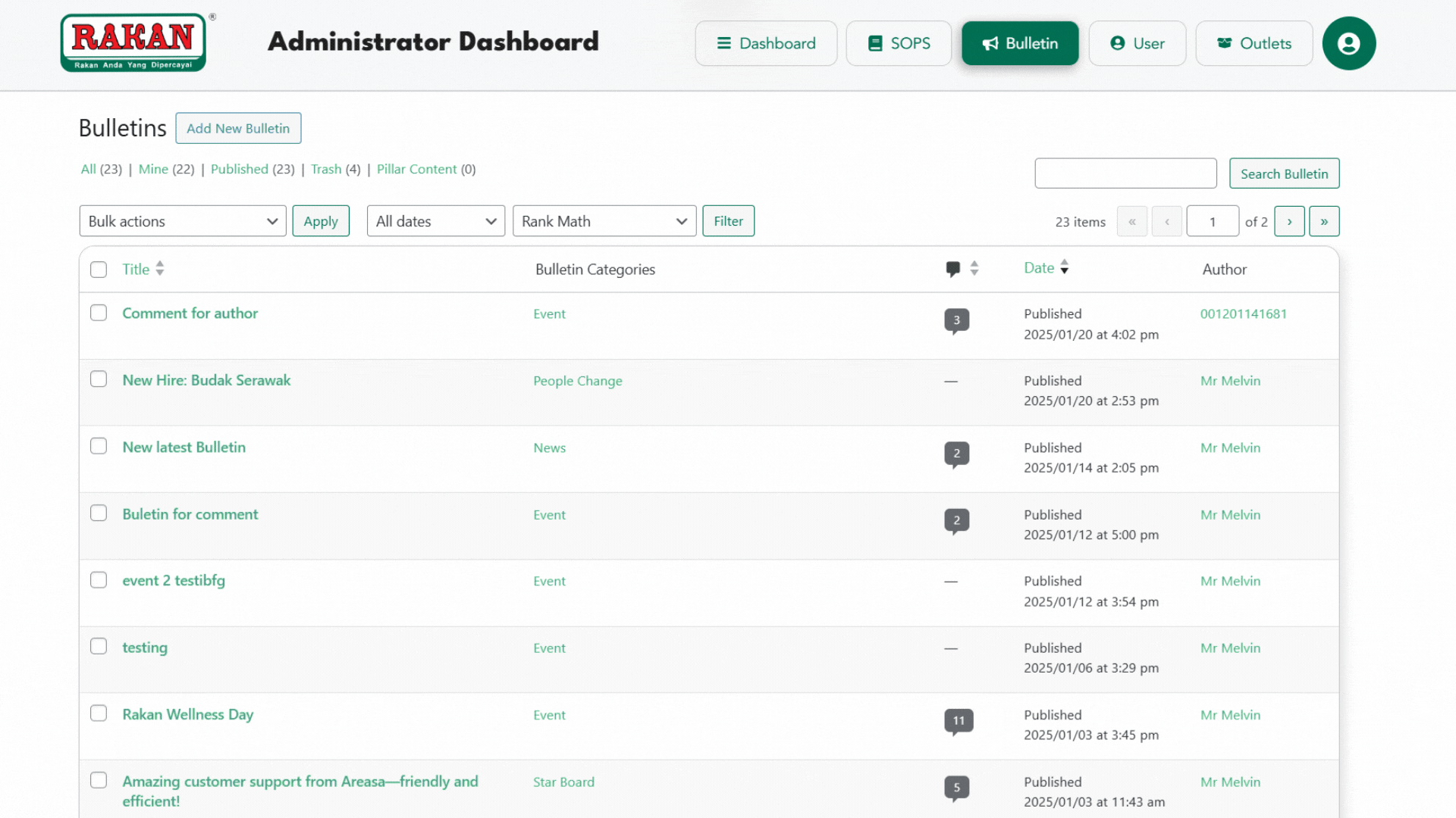 How to Add a New Bulletin