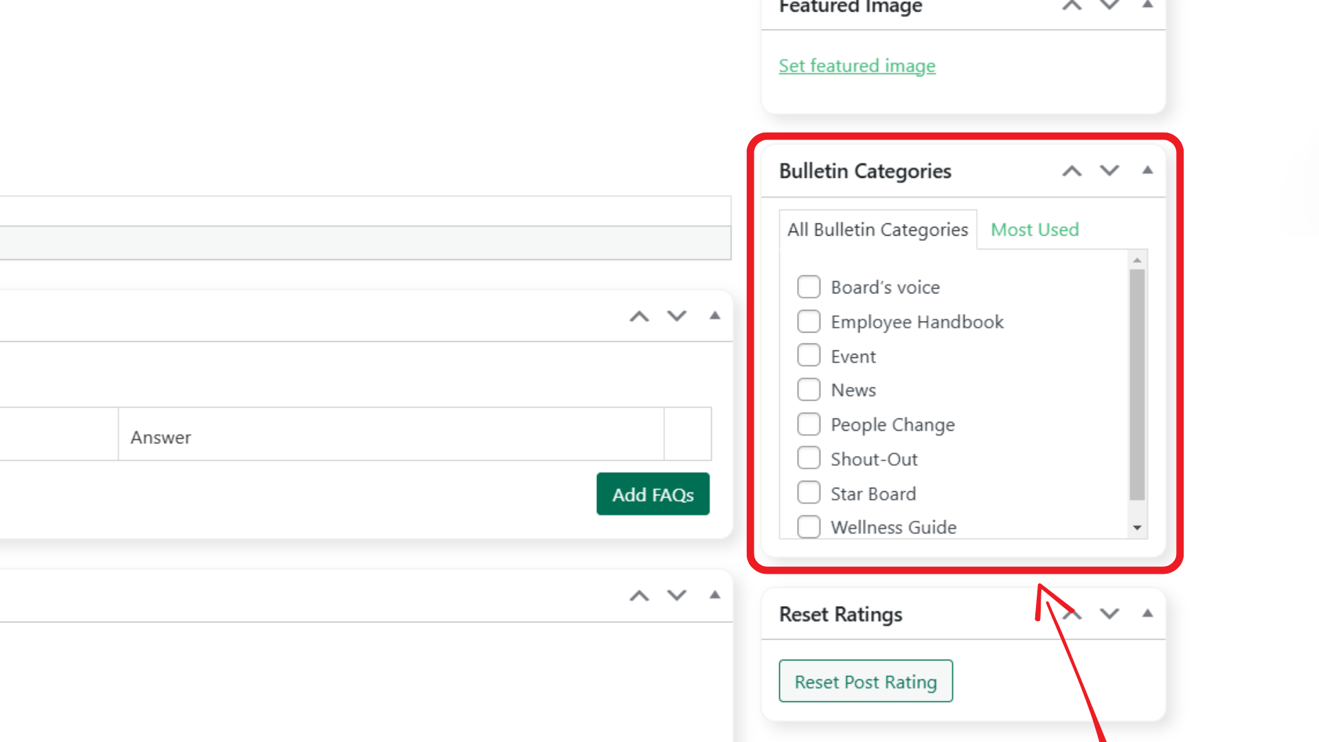 How to Select Category New Bulletin